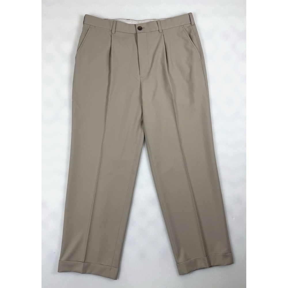 Brooks Brothers St Andrews Links Pants Mens 35x30-28 Tan Polyester Golf Trousers